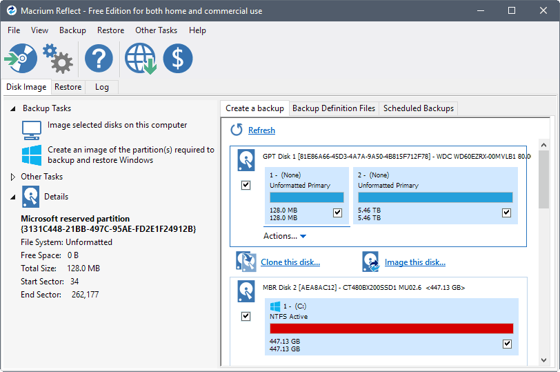 Macrium Reflect screenshot 1
